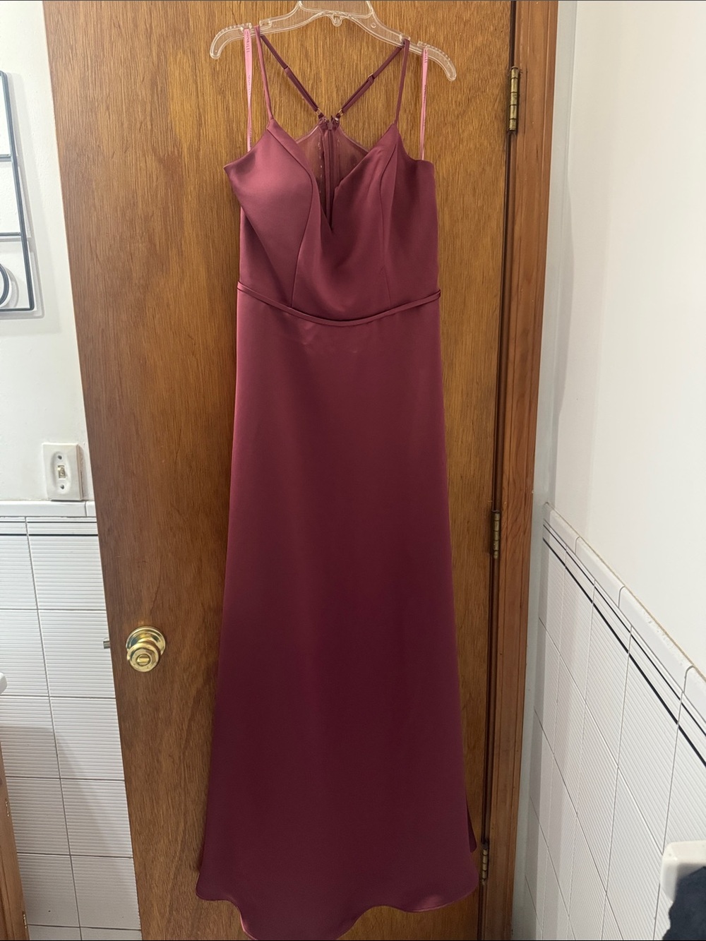 Satin Burgundy Maxi Slip Dress with Delicate Straps